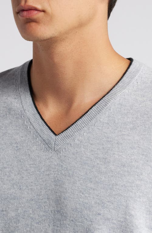 Lorenzo Uomo Tipped Merino Wool Sweater In Sterling