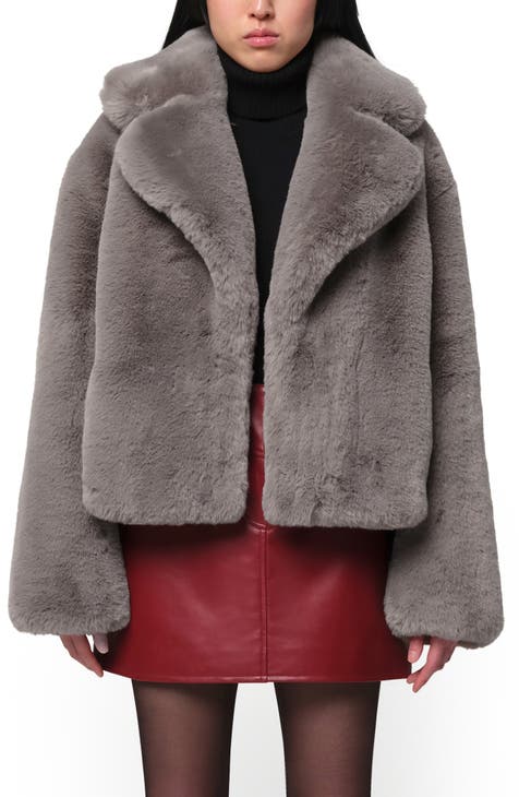 Furry grey coat best sale