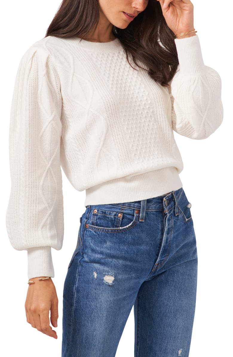 1.STATE Variegated Cables Crew Sweater | Nordstrom