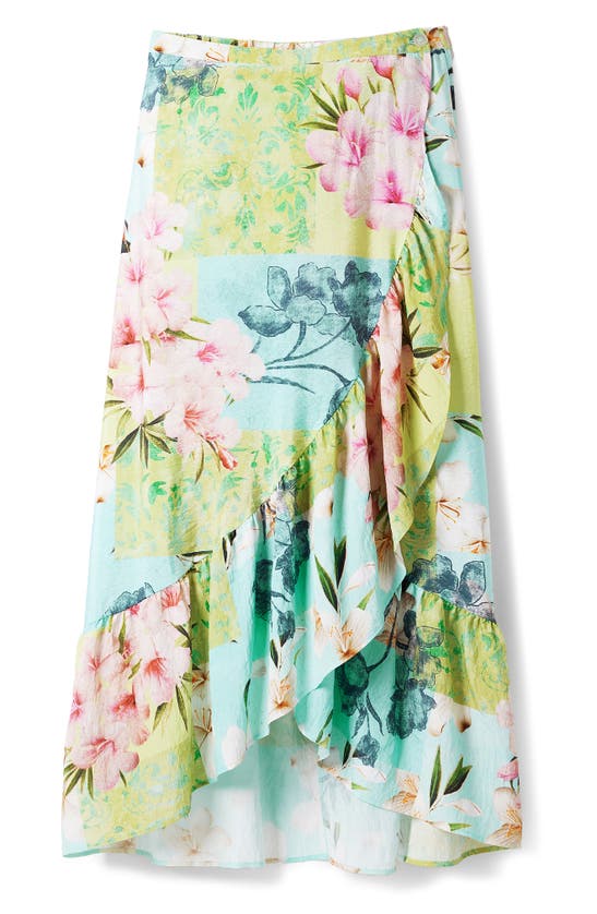 Shop Desigual Fal Tropi Floral Print Wrap Skirt In Green