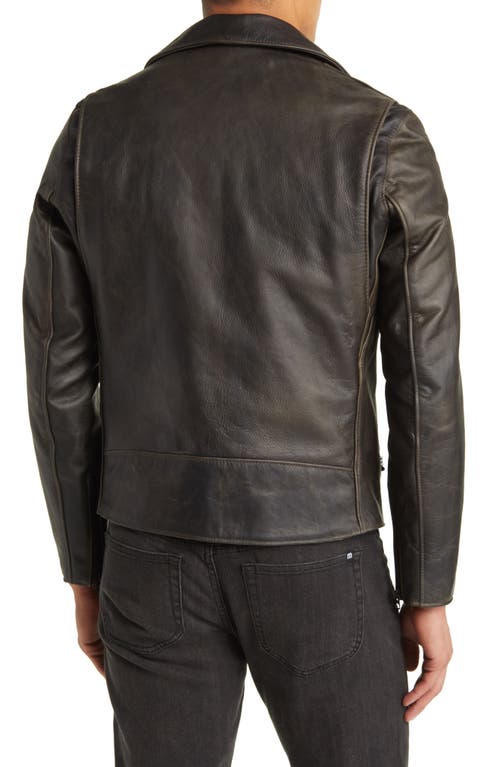 Shop Schott Nyc Cowhide Leather Moto Jacket In Grey