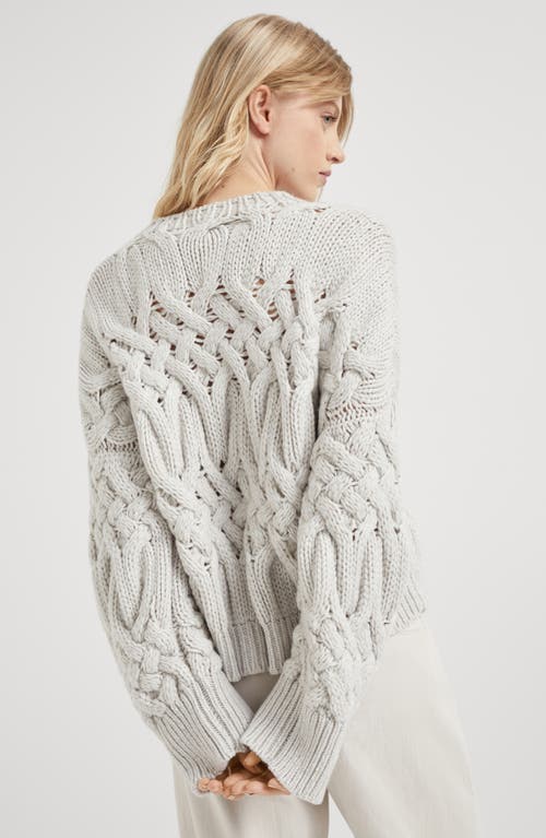 Shop Brunello Cucinelli Twisted Cables Sweater In Pearl Grey