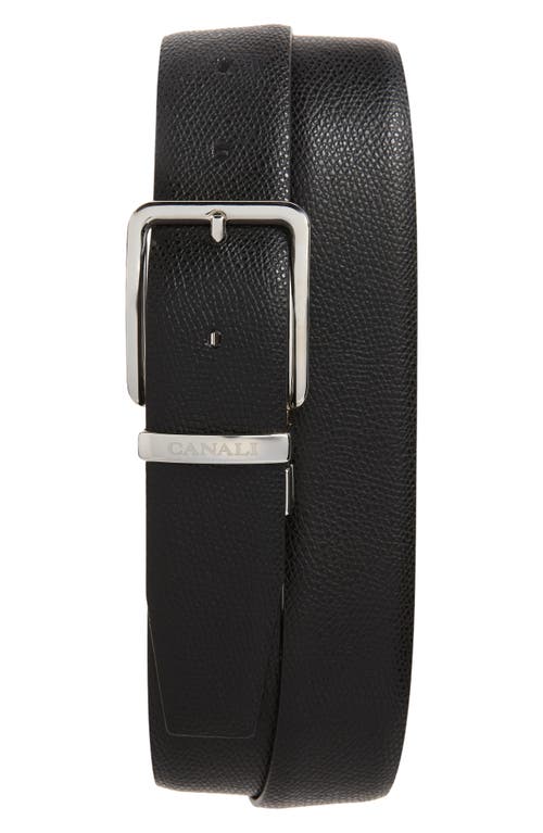 Canali Pebbled Leather Belt Black at Nordstrom,