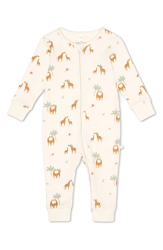 Shop Mori Clever Zip Giraffe Print Fitted One-piece Pajamas