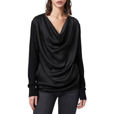 Allsaints Celeste Cowl Neck Merino Wool Sweater, Black