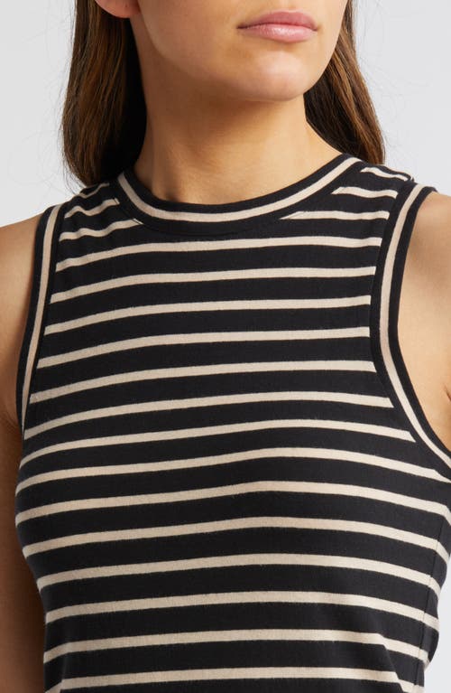 Shop Rails Stripe Cotton Midi Tank Dress In Black Ivory Stripe