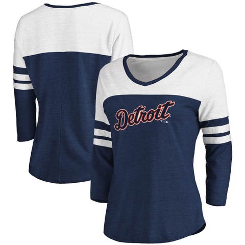 Women's New Era Navy Detroit Tigers 2-Hit Front Twist Burnout T-Shirt
