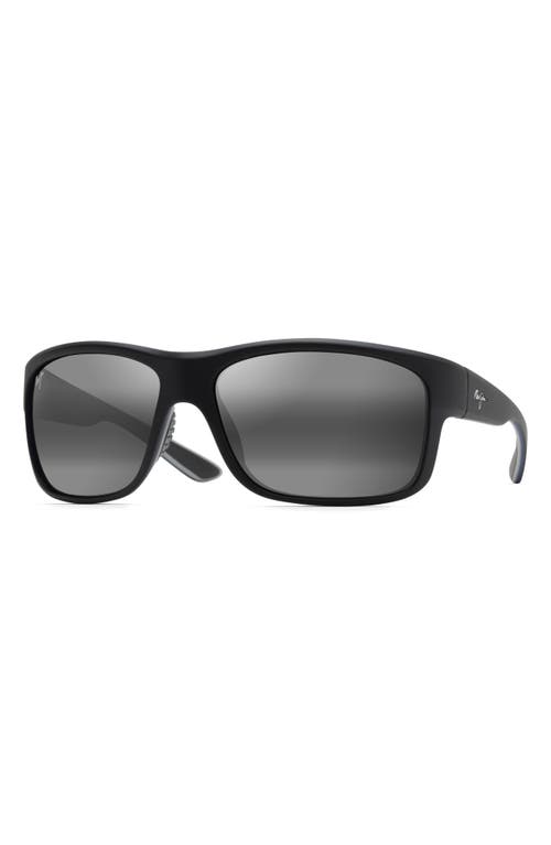 Maui Jim Southern Cross 63mm Ovresize Polarized Sunglasses In Black/grey Gradient