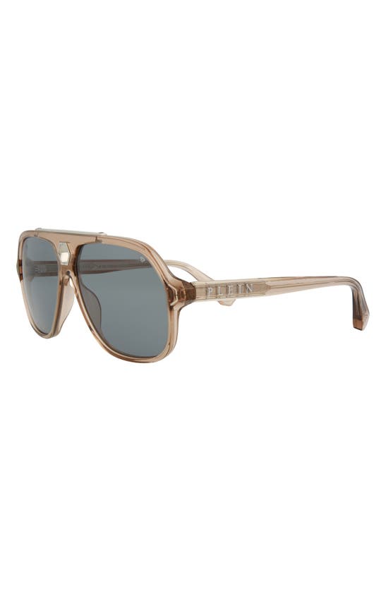 Shop Philipp Plein 61mm Aviator Sunglasses In Brown Brown Smoke