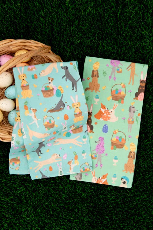 Puppington Dog Kitchen Towels In Egg Hunt Hounds
