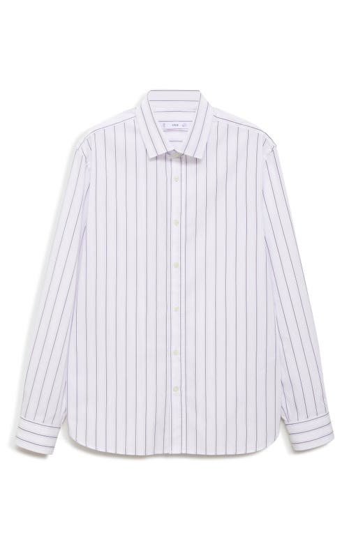 Shop Mango Regular Fit Stripe Button-up Shirt In Violet