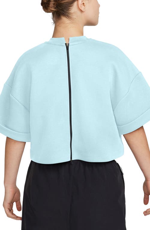 Shop Nike Sportswear Tech Fleece Oversize Crop T-shirt In Glacier Blue/black