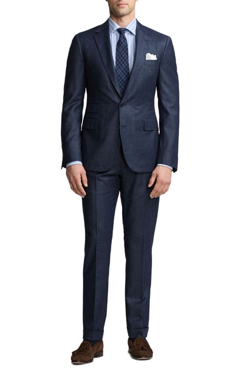 Shop Ralph Lauren Purple Label Kent Nail Head Wool Suit In Bright Navy