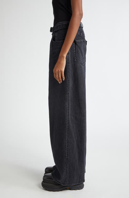 Shop Sacai Belted Wide Leg Jeans In Black 001