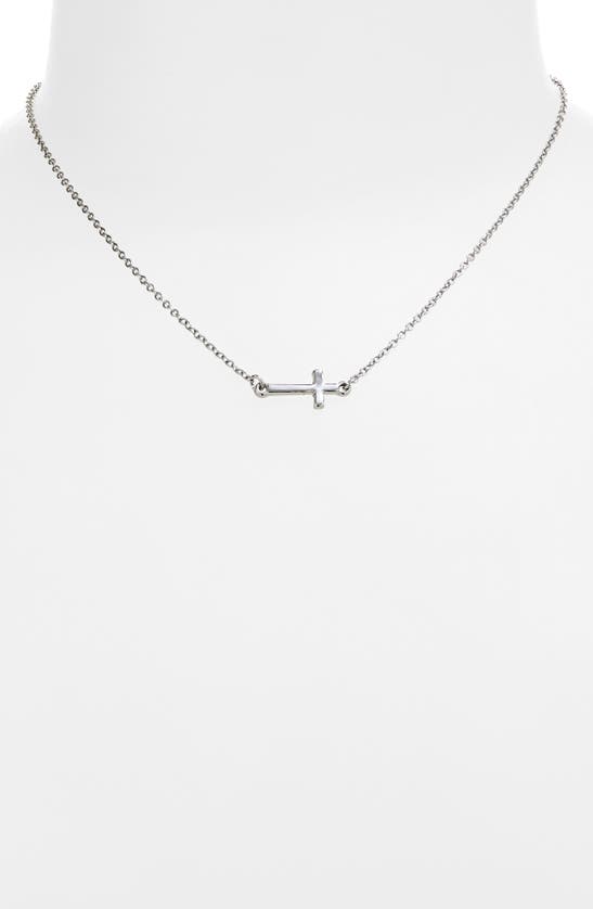 Shop Bp. Horizontal Cross Pendant Necklace In Silver