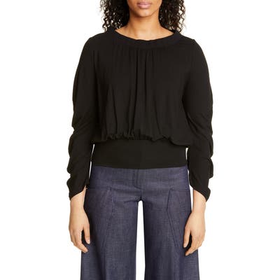 Zero + Maria Cornejo Sim Jersey Crop Bubble Top, Black