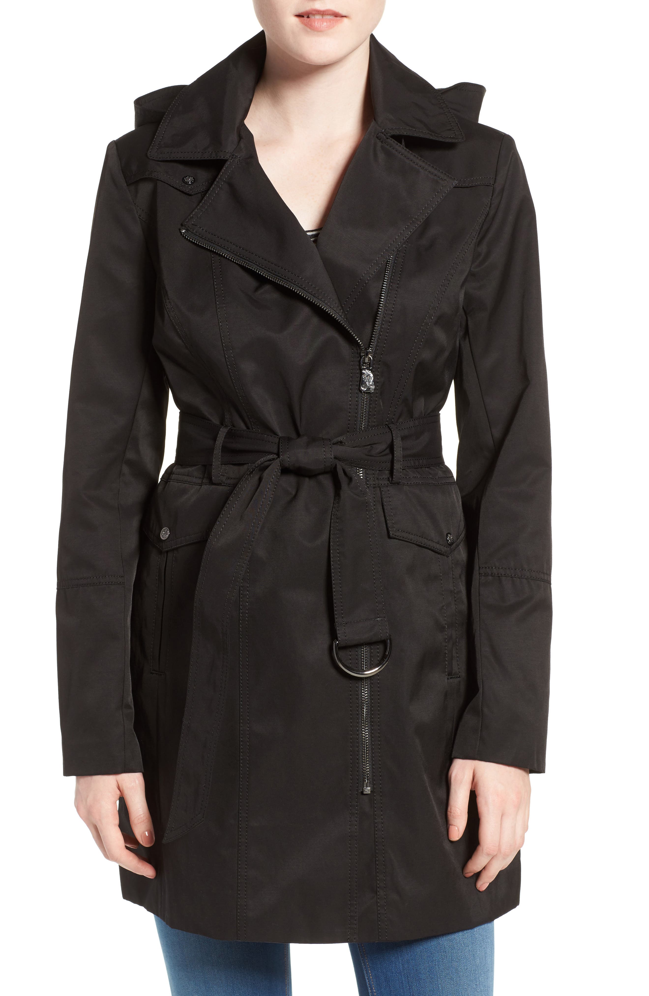 Vince Camuto Belted Asymmetrical Zip Trench Coat Nordstrom