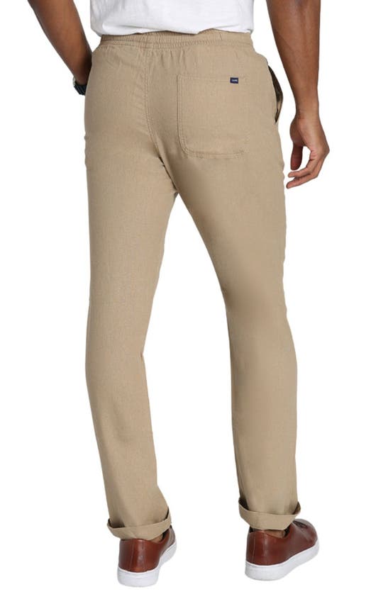 Shop Jachs Pull-on Linen Blend Pants In Tan