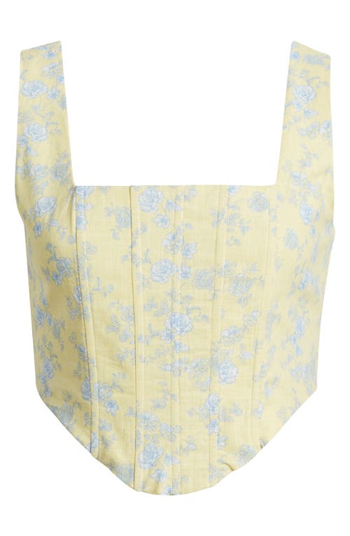 YELLOW THE LABEL Andie Linen Crop Corset Top in Butter Toile