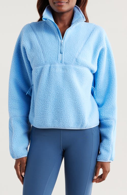 Halfdays Pieper Water Repellent Recycled Polyester Fleece Quarter Zip Top in Forget Me Not 