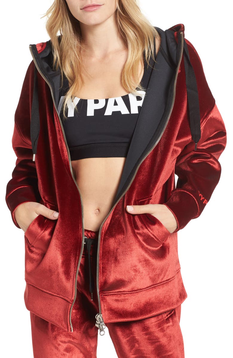 Cropped velvet zip up hoodie Clearance