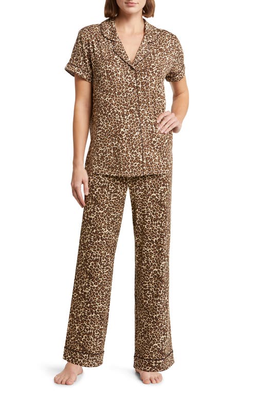 Moonlight Eco Crop Pajamas in Beige Leopard Spots