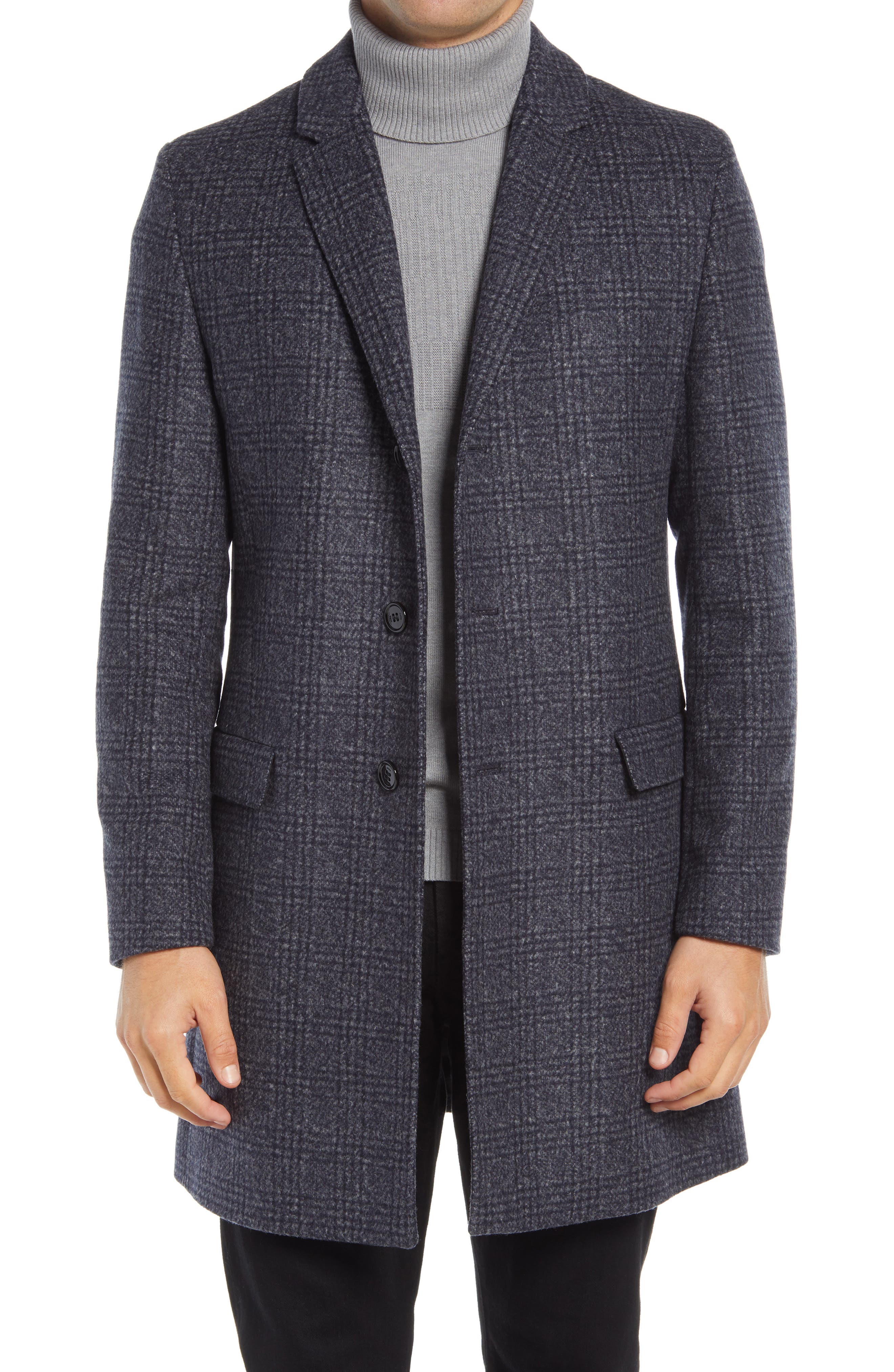 slim fit wool overcoat
