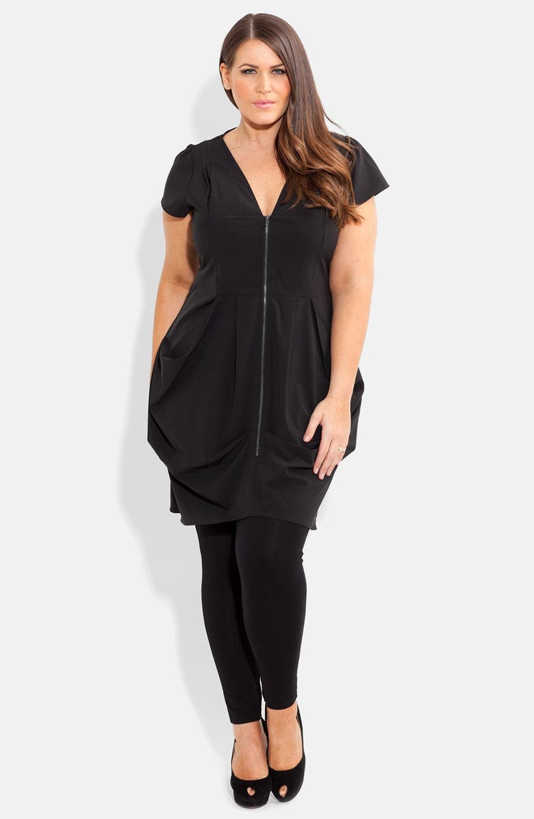 City Chic Front Zip Pleat Tunic (Plus Size) | Nordstrom