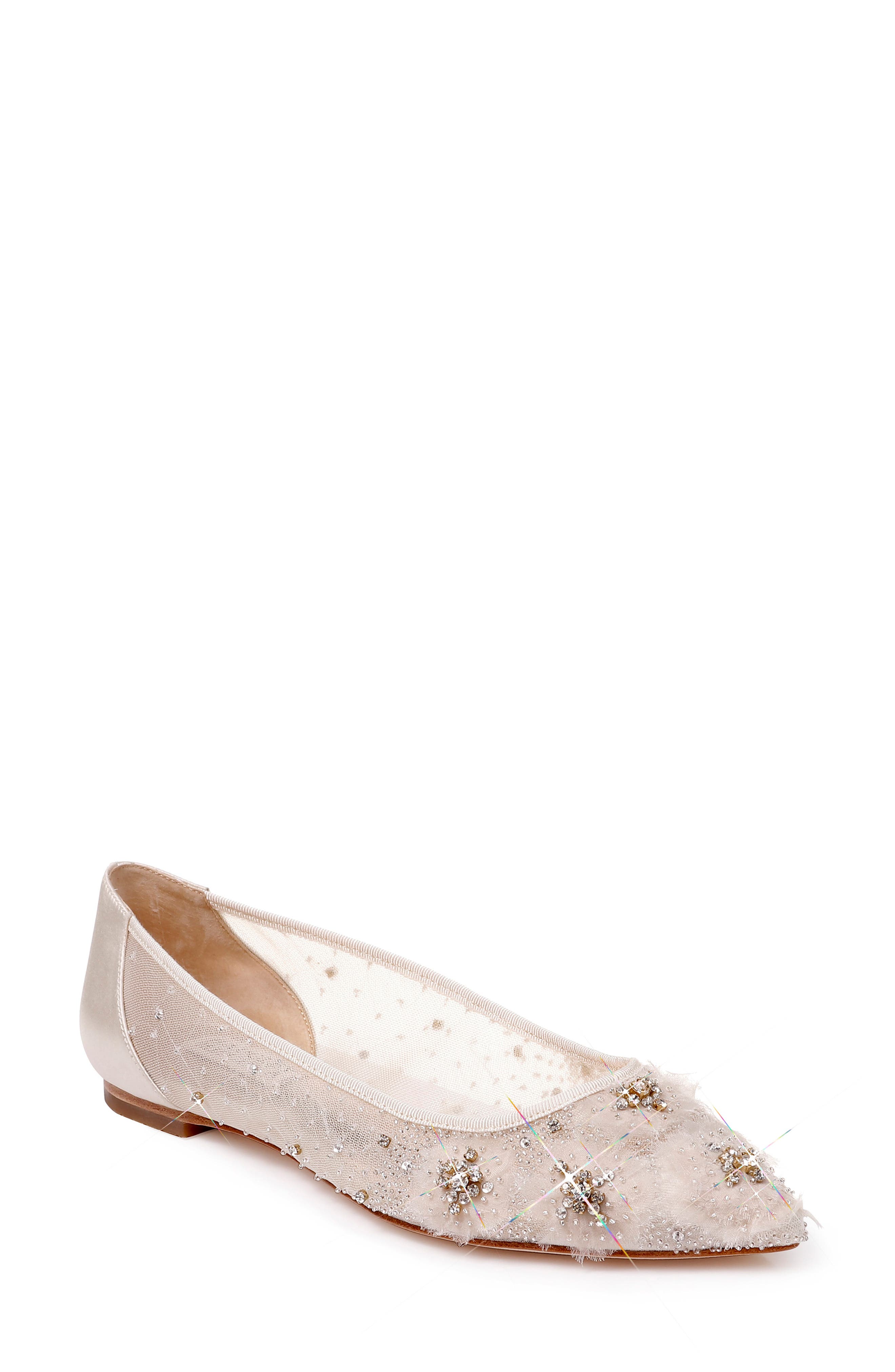 Badgley Mischka Adrienne Crystal Embellished Skimmer Flat