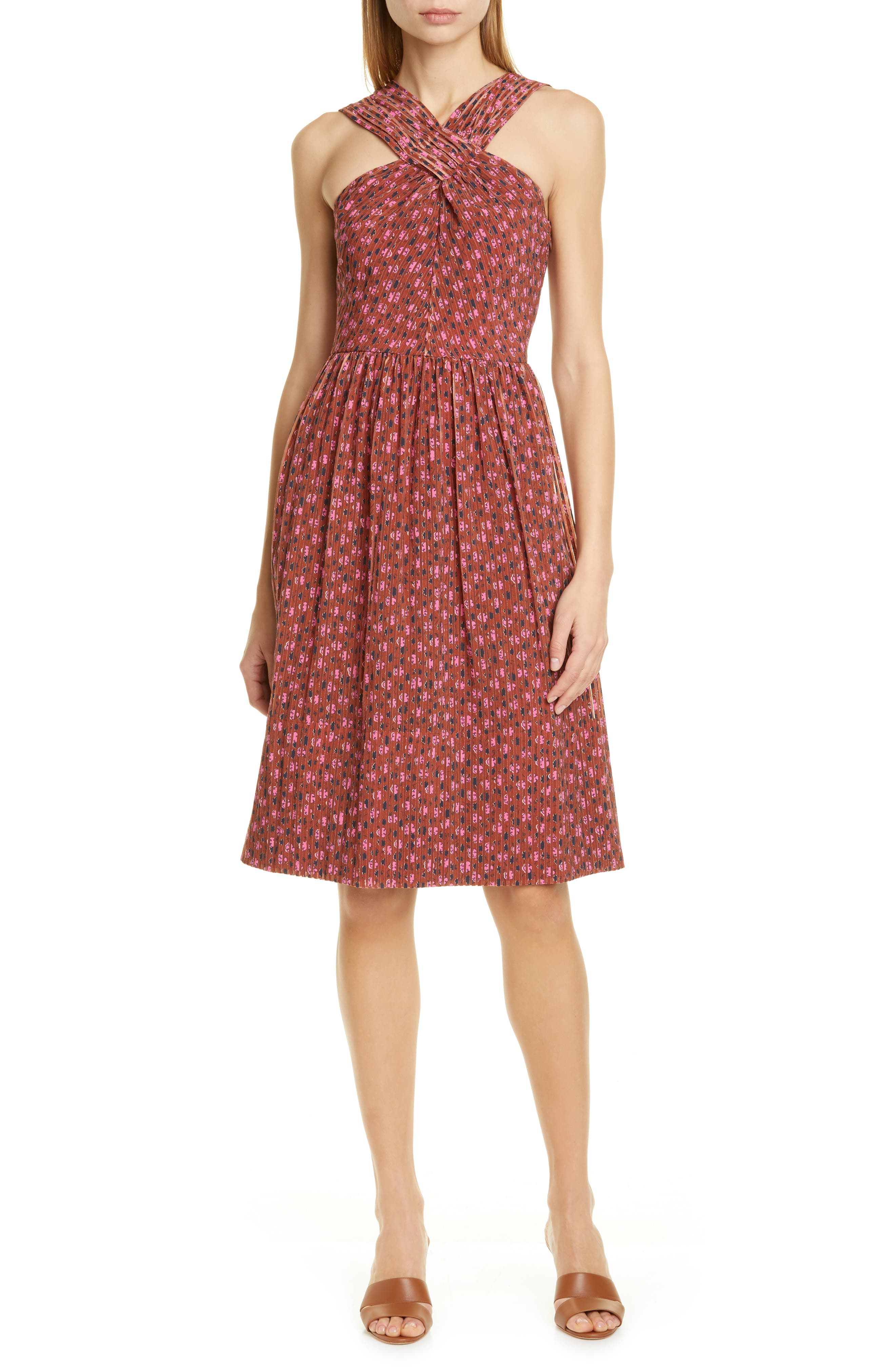 Kate Spade New York Floradoodle Halter Dress, Red