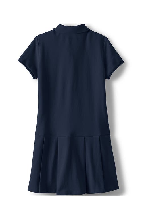 Shop Lands' End School Uniform Girls Plus Short Sleeve Mesh Pleated Polo Dress In Classic Navy