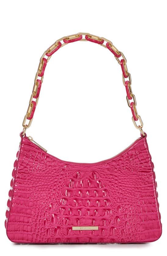 Shop Brahmin Mod Esme Croc Embossed Shoulder Bag In Paradise Pink