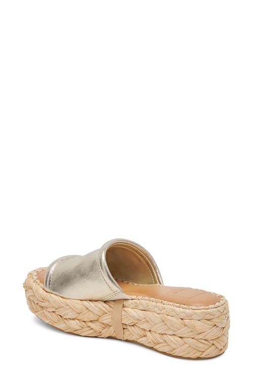 Dolce Vita Chavi Platform Slide Sandal In Light Gold Metallic Leather