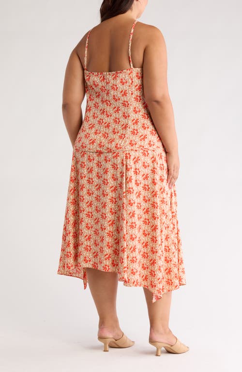 Joie Sloane Floral Midi Halter Dress In Vibrant Red Multi