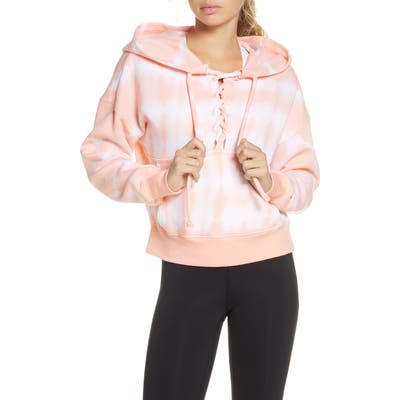 Free People Fp Movement Tie Dye Believer Lace-Up Hoodie, Orange