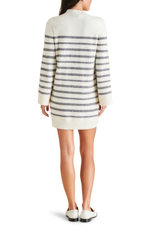 Shop Steve Madden Kallie Stripe Long Sleeve Mini Sweater Dress In Black/white