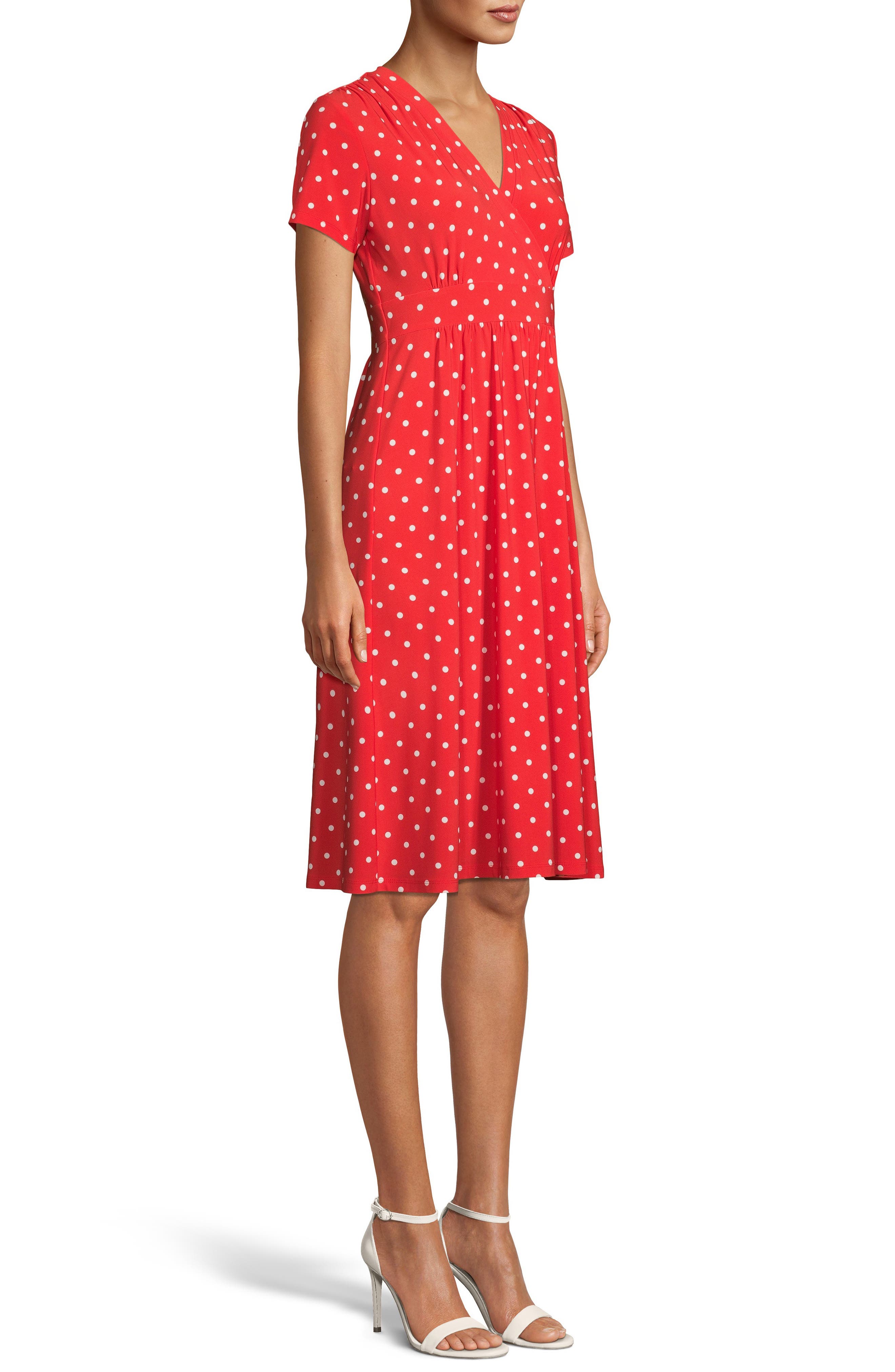 anne klein polka dot fit & flare dress