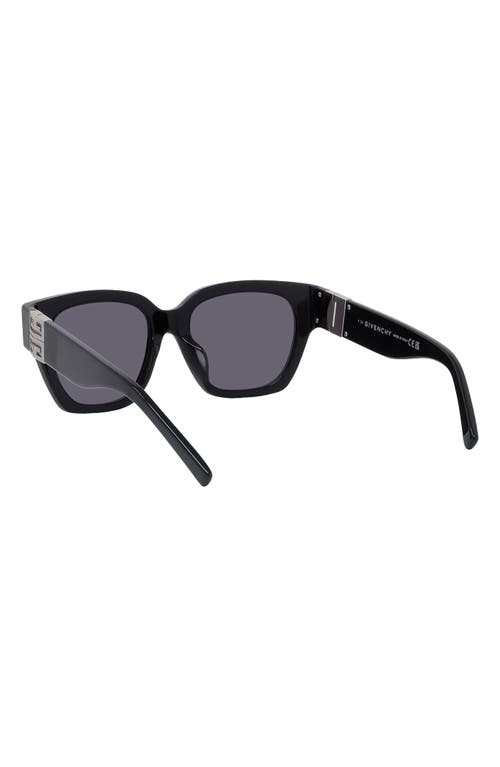 Shop Givenchy 4g 53mm Square Sunglasses In Shiny Black/smoke