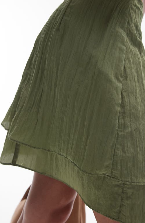 Shop Topshop Layered Faux Wrap Skirt In Mid Green