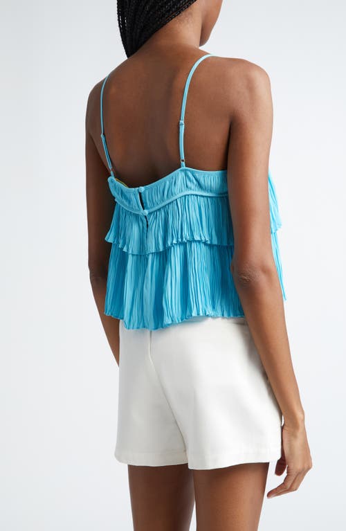 Shop Ramy Brook Eula Tiered Pleated Ruffle Camisole In Isola Blue