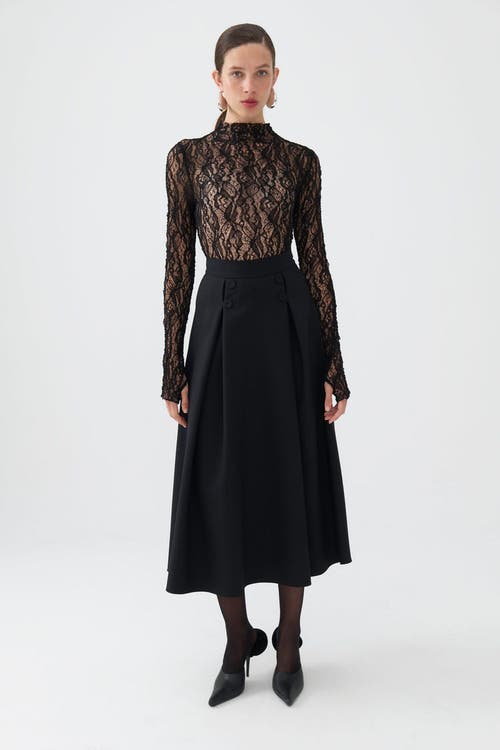 Shop Nocturne Button Designed Midi Skirt In Black