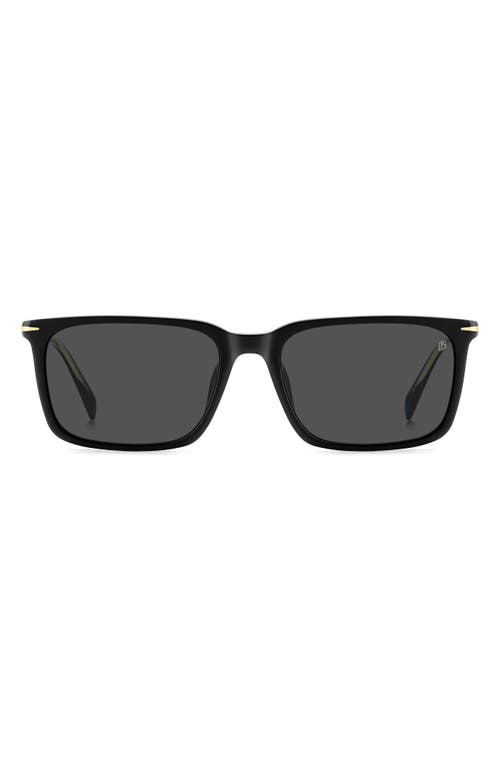 David Beckham Eyewear 58mm Rectangular Sunglasses In Black/grey