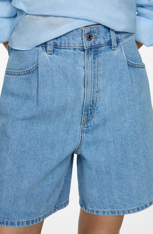Mango Denim Shorts With Pleats Medium Blue In Medium Blue