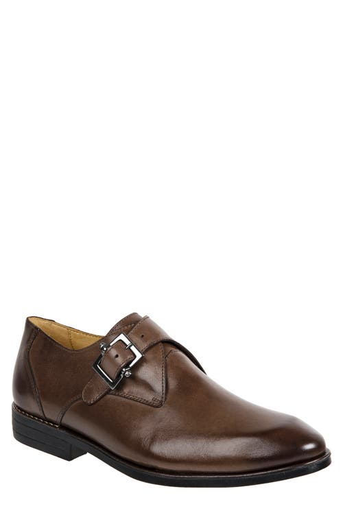 Wendell Single Buckle Monk Shoe in Brown Leather