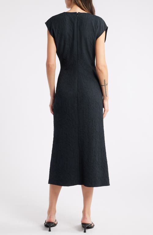 Shop Rails Auren Textured Ruched Midi Dress In Black Jacquard