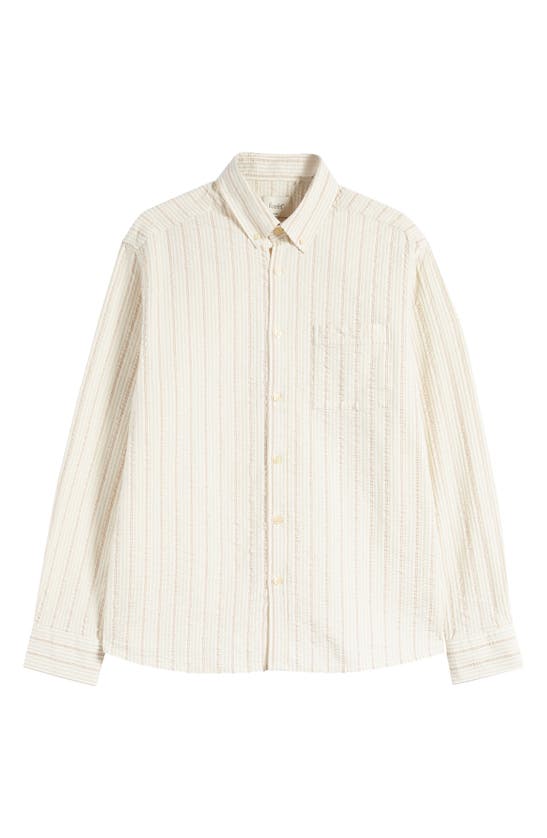 Shop Forét Crest Dove Seersucker Button-down Shirt In Rubber Stripe