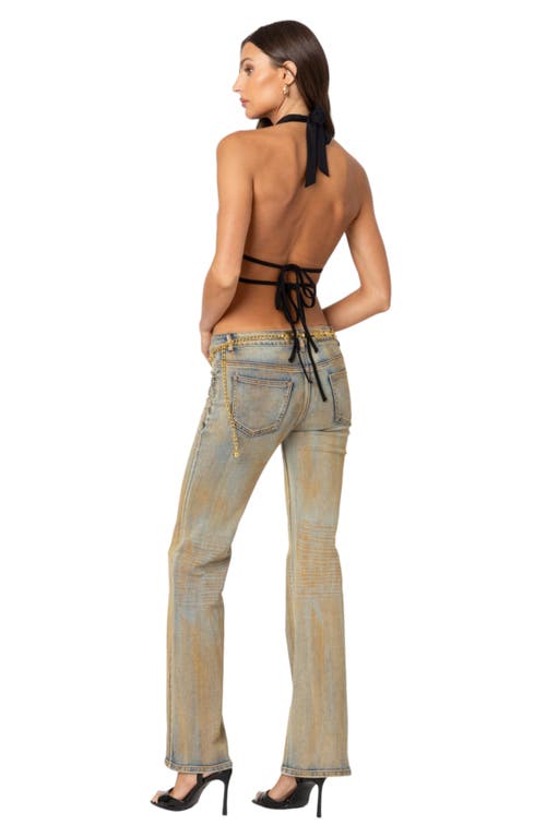 Shop Edikted Luma Split Front Open Back Halter Top In Black