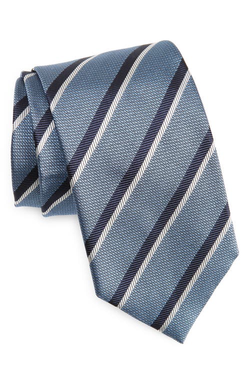 ZEGNA TIES Diagonal Stripe Jacquard Silk Tie in Light Blue 