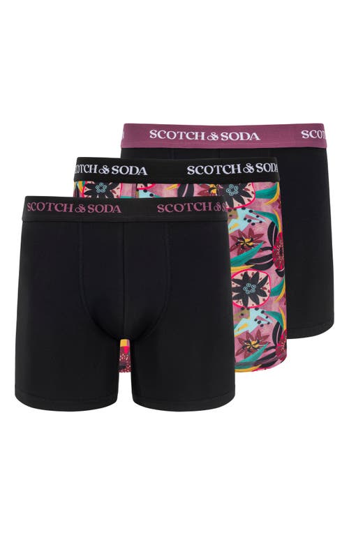 Scotch & Soda Assorted 3-pack Stretch Boxer Briefs In Purple Pink