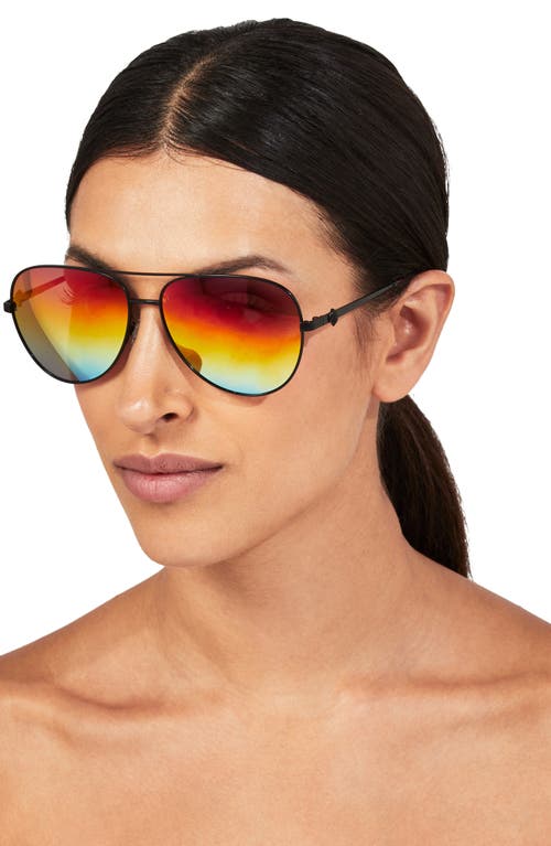 Kurt Geiger 62mm Oversize Aviator Sunglasses In Black Fuchsia/rainbow